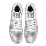 Black And White Windowpane Pattern Print High Top Leather Sneakers