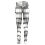 Black And White Windowpane Pattern Print High-Waisted Pocket Leggings