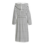 Black And White Windowpane Pattern Print Hooded Bathrobe