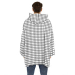 Black And White Windowpane Pattern Print Hoodie Blanket