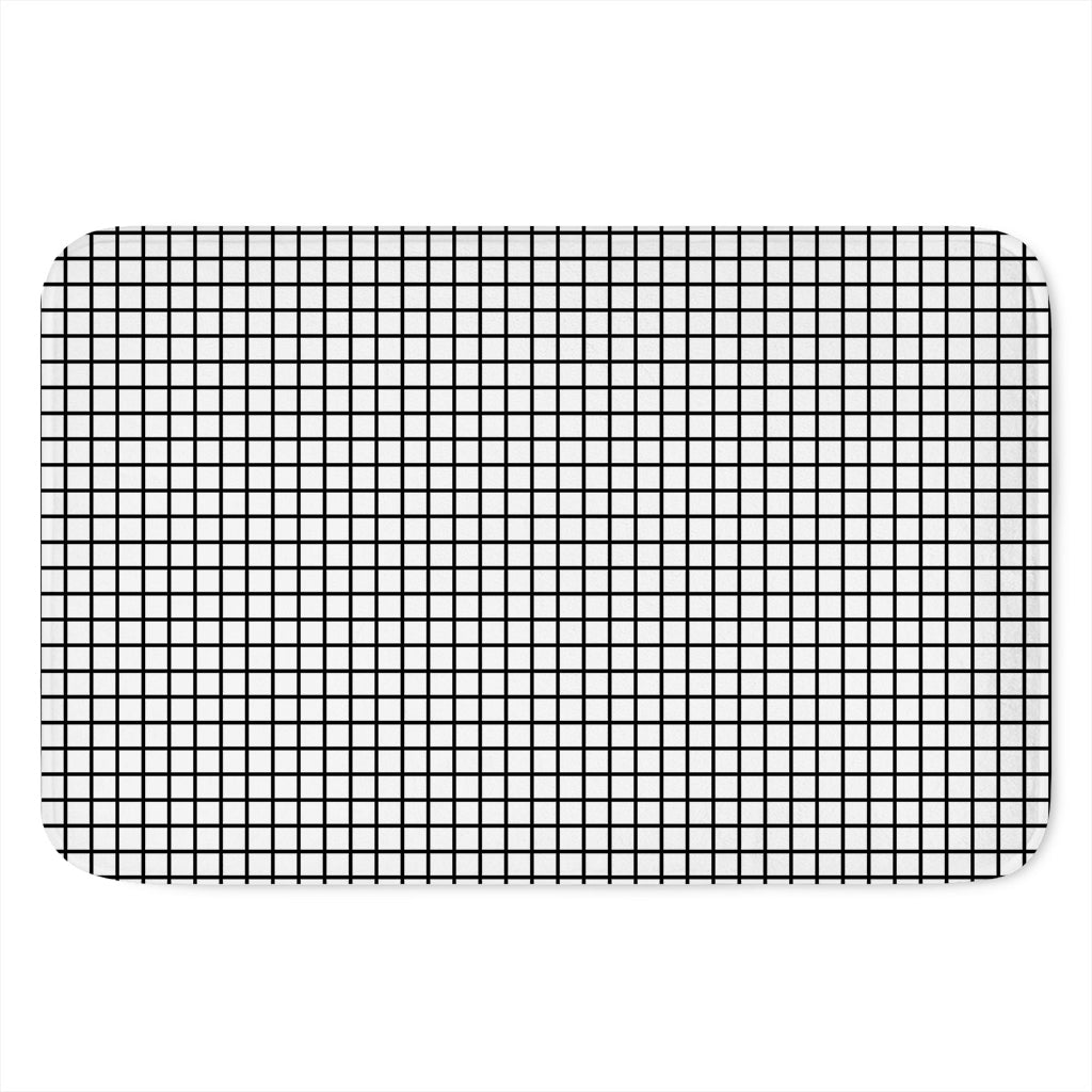 Black And White Windowpane Pattern Print Indoor Door Mat