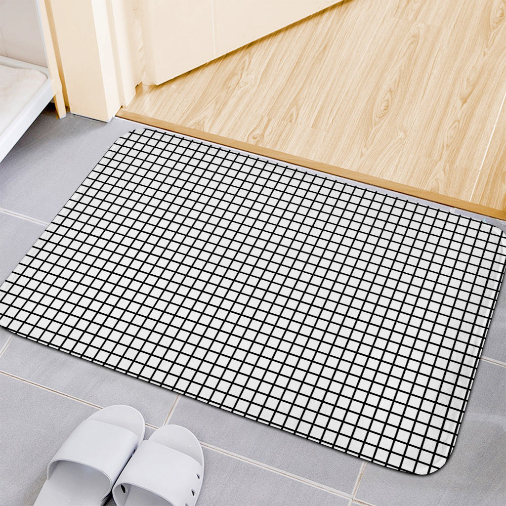 Black And White Windowpane Pattern Print Indoor Door Mat