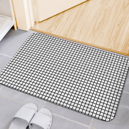 Black And White Windowpane Pattern Print Indoor Door Mat