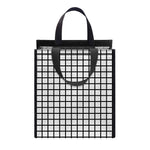 Black And White Windowpane Pattern Print Insulated Lunch Tote