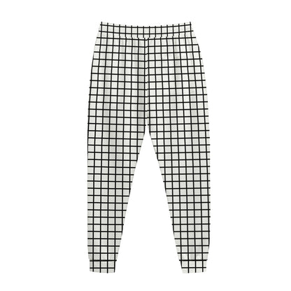 Black And White Windowpane Pattern Print Jogger Pants