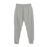 Black And White Windowpane Pattern Print Jogger Pants