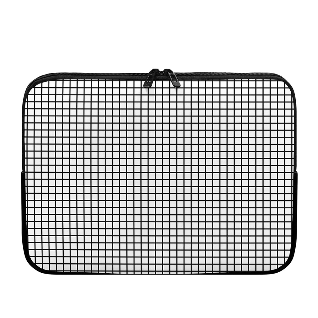 Black And White Windowpane Pattern Print Laptop Sleeve