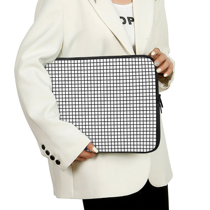 Black And White Windowpane Pattern Print Laptop Sleeve