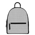 Black And White Windowpane Pattern Print Leather Backpack