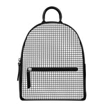 Black And White Windowpane Pattern Print Leather Backpack