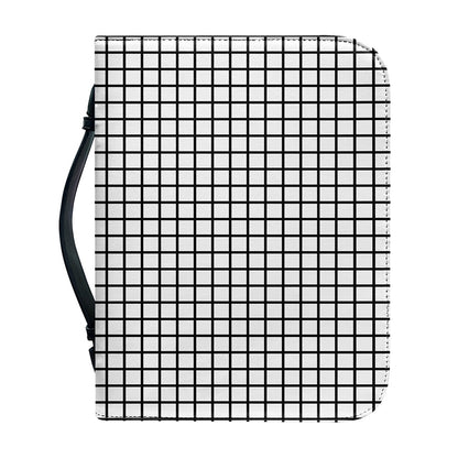 Black And White Windowpane Pattern Print Leather Bible Cover