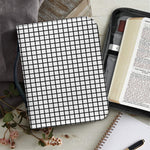 Black And White Windowpane Pattern Print Leather Bible Cover