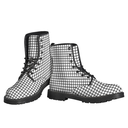 Black And White Windowpane Pattern Print Backpack