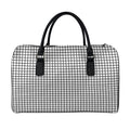 Black And White Windowpane Pattern Print Leather Duffel Bag
