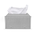 Black And White Windowpane Pattern Print Leather Tissue Box Cover