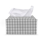 Black And White Windowpane Pattern Print Leather Tissue Box Cover