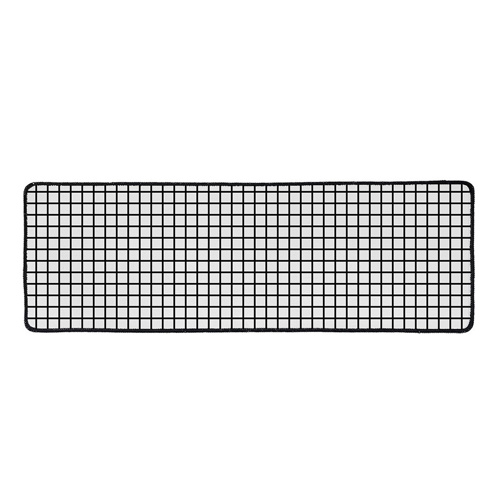 Black And White Windowpane Pattern Print Long Kitchen Mat