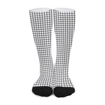 Black And White Windowpane Pattern Print Long Socks