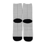 Black And White Windowpane Pattern Print Long Socks