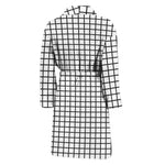 Black And White Windowpane Pattern Print Men's Bathrobe