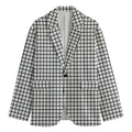 Black And White Windowpane Pattern Print Men's Blazer