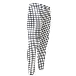 Black And White Windowpane Pattern Print Men's Compression Pants