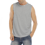 Black And White Windowpane Pattern Print Men's Fitness Tank Top