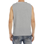 Black And White Windowpane Pattern Print Men's Fitness Tank Top