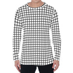 Black And White Windowpane Pattern Print Men's Long Sleeve T-Shirt
