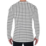 Black And White Windowpane Pattern Print Men's Long Sleeve T-Shirt