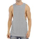 Black And White Windowpane Pattern Print Men's Muscle Tank Top
