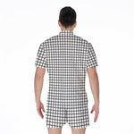 Black And White Windowpane Pattern Print Men's Rompers