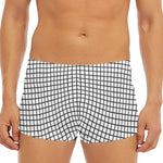 Black And White Windowpane Pattern Print Men's Short Boxer Briefs