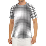 Black And White Windowpane Pattern Print Men's Short Sleeve Rash Guard
