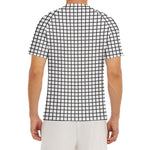 Black And White Windowpane Pattern Print Men's Short Sleeve Rash Guard