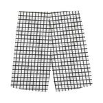 Black And White Windowpane Pattern Print Men's Sports Shorts