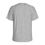 Black And White Windowpane Pattern Print Men's Sports T-Shirt