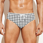 Black And White Windowpane Pattern Print Men's Swim Briefs