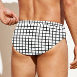 Black And White Windowpane Pattern Print Men's Swim Briefs