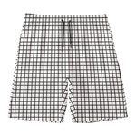 Black And White Windowpane Pattern Print Men's Swim Trunks