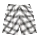 Black And White Windowpane Pattern Print Men's Swim Trunks
