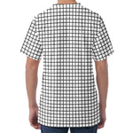 Black And White Windowpane Pattern Print Men's Velvet T-Shirt