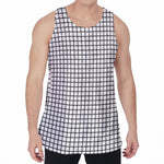 Black And White Windowpane Pattern Print Men's Velvet Tank Top