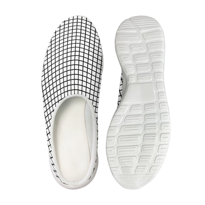 Black And White Windowpane Pattern Print Mesh Casual Shoes