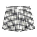 Black And White Windowpane Pattern Print Mesh Shorts