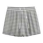 Black And White Windowpane Pattern Print Mesh Shorts