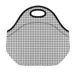 Black And White Windowpane Pattern Print Neoprene Lunch Bag