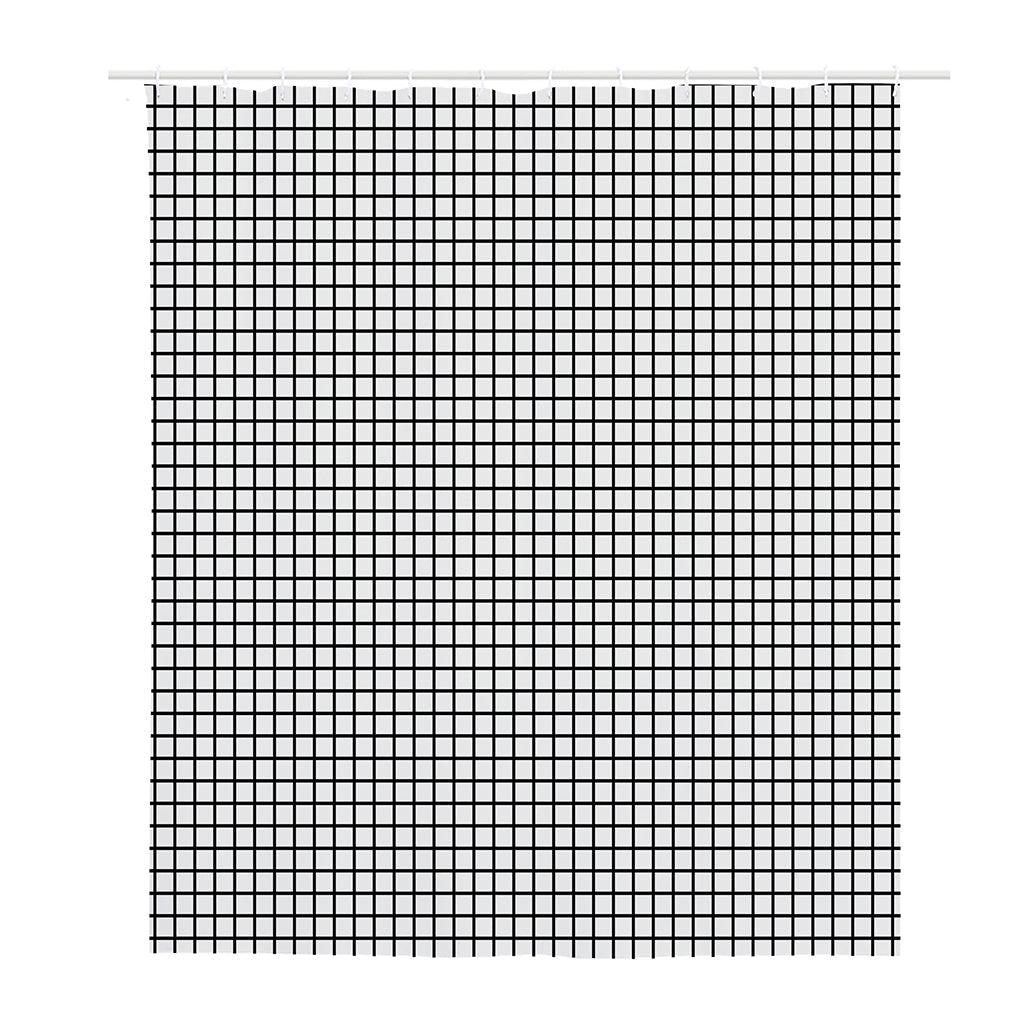 Black And White Windowpane Pattern Print Polyester Shower Curtain