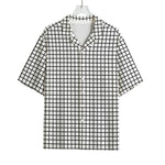 Black And White Windowpane Pattern Print Rayon Hawaiian Shirt