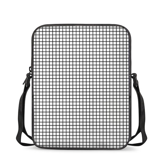 Black And White Windowpane Pattern Print Rectangular Crossbody Bag